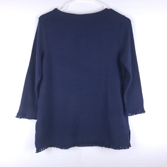 NWT Charter Club Navy Light Weight Sweater Size PS 3/4 Sleeves Blue - Picture 2 of 7